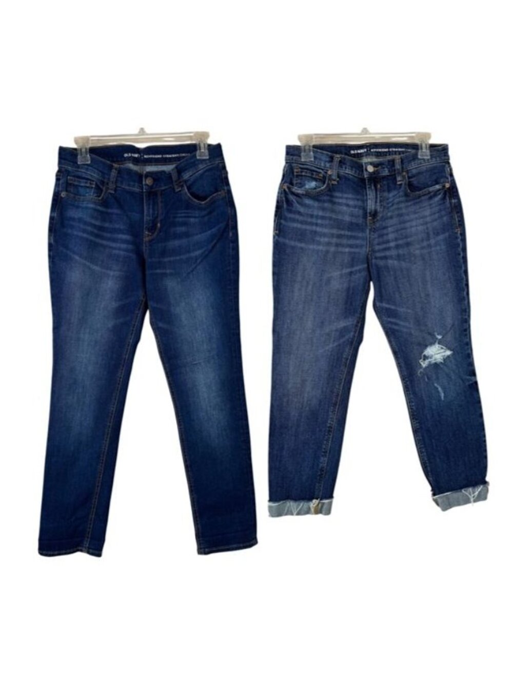 Old Navy Boyfriend Straight Lot of 2 Blue Jeans Women's Size 4 Casual Denim Crop